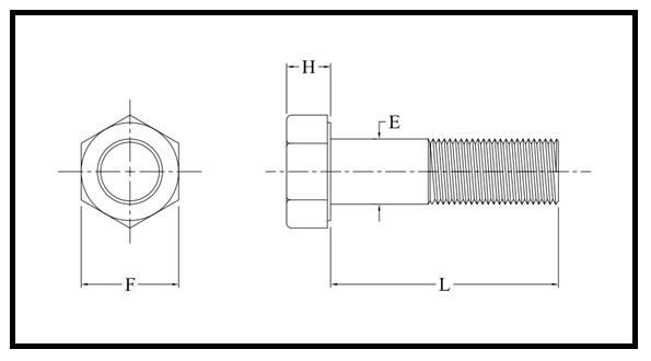 Drawing Hex Bolt UNc Imperial Sturdfix
